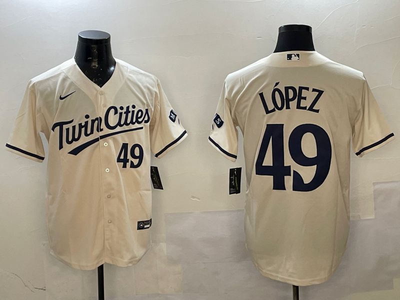 Men Minnesota Twins 49 Lopez Cream Game 2025 Nike MLB Jersey style 3